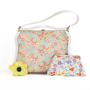 Vintage Naturalizer Simulated Leather Embroidered Handbag with Vinyl Wallet