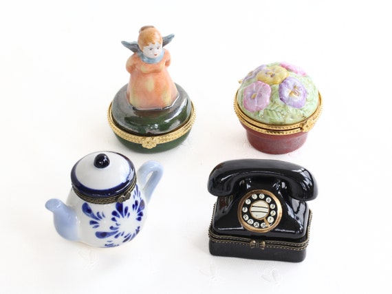 Vintage Porcelain and Ceramic Trinket Ring Boxes,… - image 1
