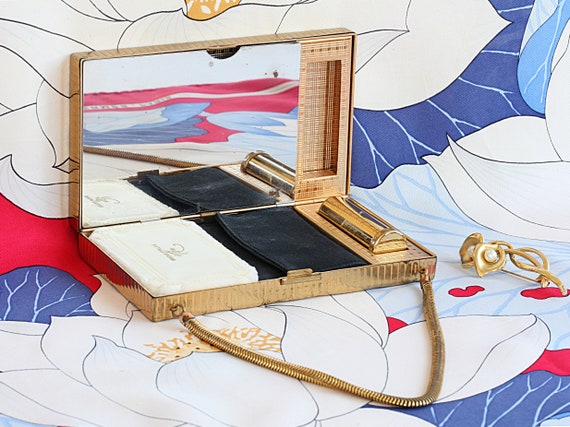 Vintage Zell Evans Goldtone Minaudière Purse Comp… - image 2