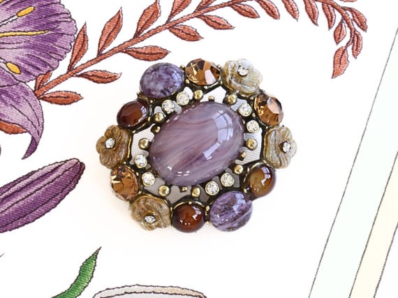 LAXPICOL Vintage Crystal Brooch Pin – Red Austrian Crystal Gold Tone For Women, Gift Box Included - View #11
