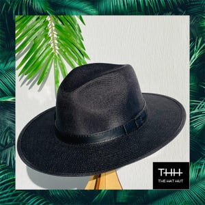 Flat Brim Linen Hat Jet Black