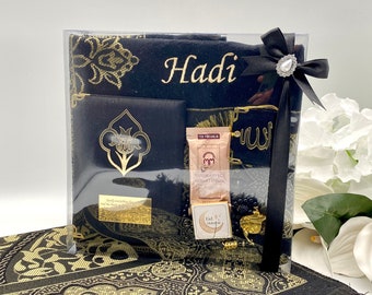 Gebetsmatte Islam, Ramadan-Gastgeschenke, personalisierter Gebetsteppich, islamisches Geschenk, Yaseen Tasbih-Geschenkbox, muslimisches Eid