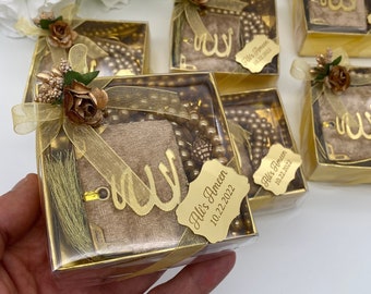 Gold Samt Mini Koran Tasbih Set, rustikales islamisches Set, Hochzeitsgeschenke, Babypartybevorzugungen, Nikkah Gefälligkeiten, Ameen Geschenke, islamische Abschlussfeier,