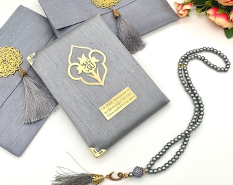 Personalized Yaseen Book & Pearl Tasbih Set: Islamic Wedding Favors
