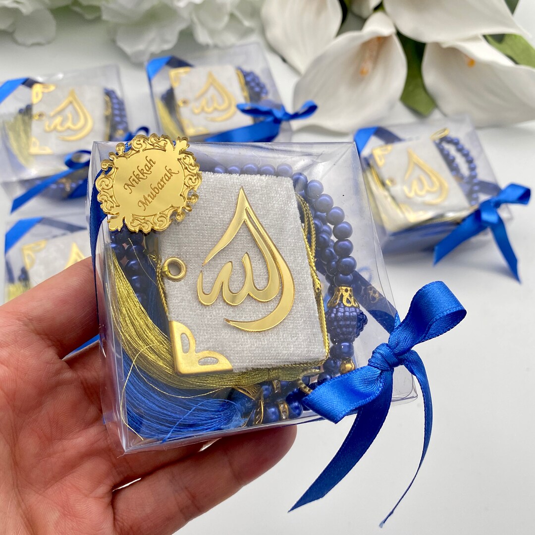 Navy Small Quran Tasbeeh Gift, Muslim Wedding Favors, Islamic Party