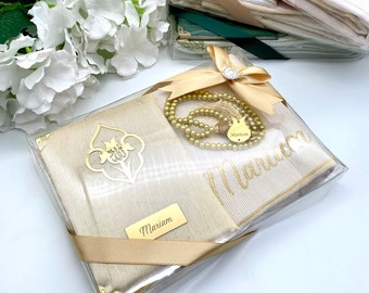 Personalized Prayer Mat Set: Islamic Gift, Ramadan Favor