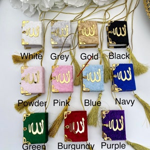 Regalo de mini Corán de terciopelo, niño de baby shower islámico, regalos de cumpleaños musulmanes, favor de Eid, regalo de Ramadán, caja de regalo islámica, favores de graduación musulmana, imagen 2