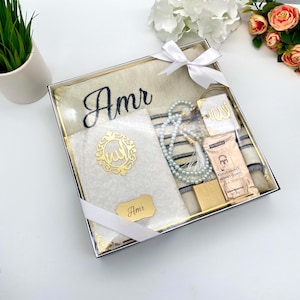 Personalized Prayer mat For Muslim, Prayer Rug Islamic Gift Set, Muslim Wedding Gift, Ramadan Eid Gift, Nikkah Favors, Islamic Birthday Gift