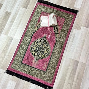 Personalisierte Gebetsmatte, islamisches muslimisches Geschenkset, Gebetsteppich Islam, Yaseen Tasbih Geschenk, Eid Geschenk