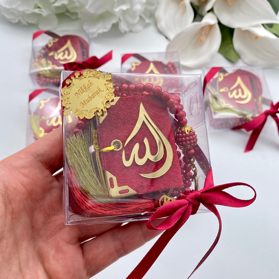 Burgundy Mini Quran Gift, Muslim Wedding Favors, Islamic Party Favors