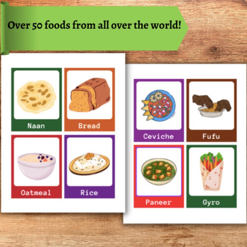 60 Printable Food Flash Cards - Etsy