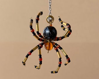Beaded spider, spider pendant, spider charm, handmade spider, spider jewelry, spider necklace, spider ornament, spider suncatcher