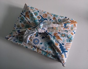 Furoshiki/ papier cadeau en tissu/ emballage cadeau réutilisable/ tissu Noel
