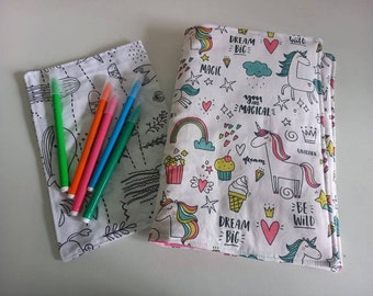 Cahier coloriages lavables avec trousse intégrée