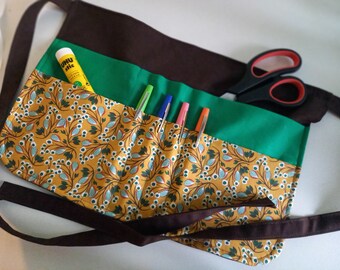 Tablier/ sacoche/ pochette/ ceinture/ cadeau pour maitresse, enseignante,  atsem, auxiliaire