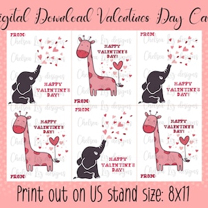 School Valentine Cards | Valentine card for classroom exchange | Safari Valentine’s Day Cards