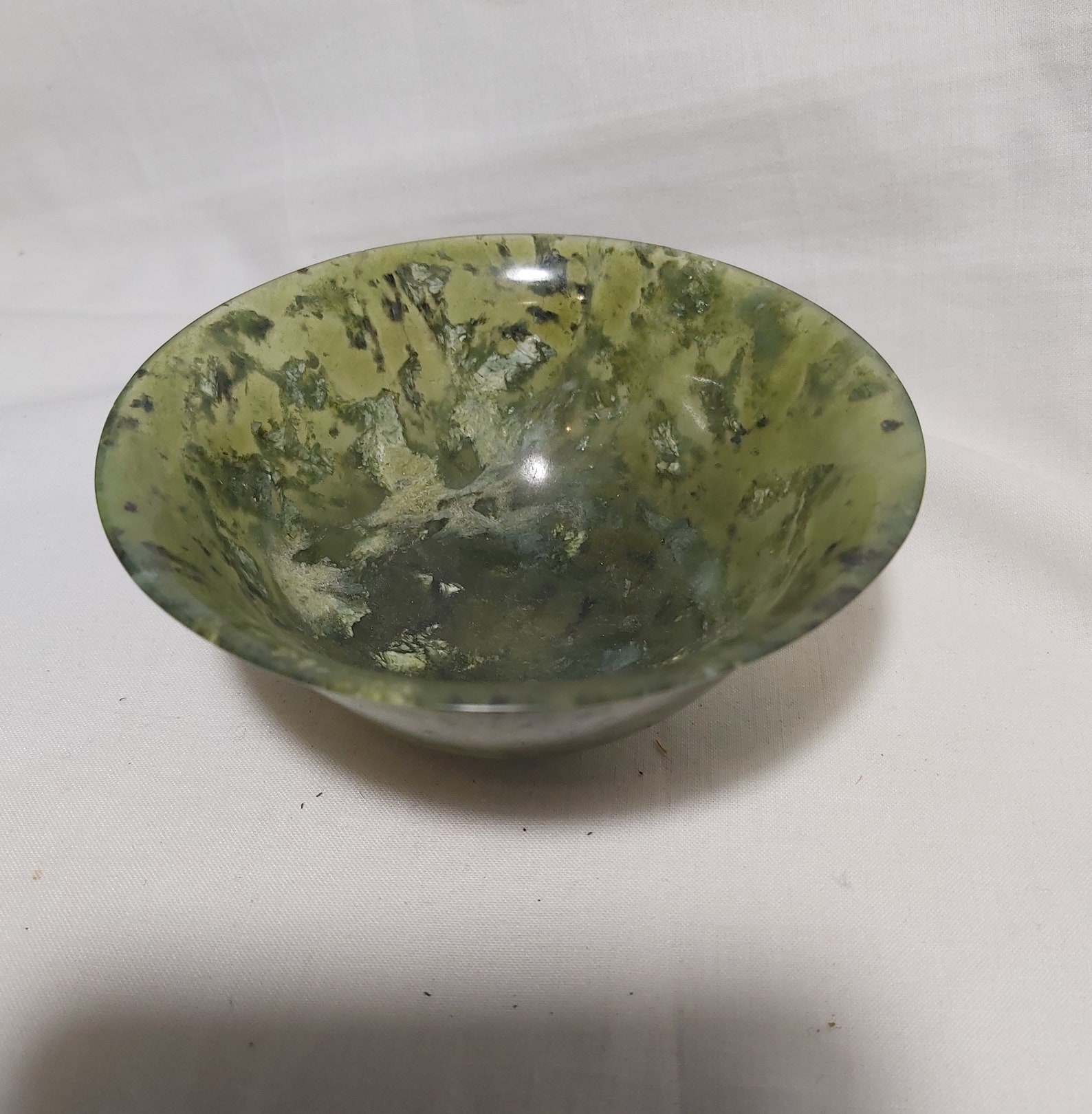 Vintage Chinese Spinach Jade Carved Bowl Dia10cm With Good Condition Etsy