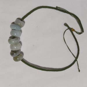 Handmade Jade Pendant Necklace Adjustable Beaded from Cotton Cord L42-60cm