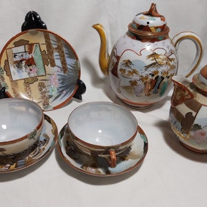 Antique Japan Meiji period Kutani eggshell teapot sets 7pcs marked 1890S
