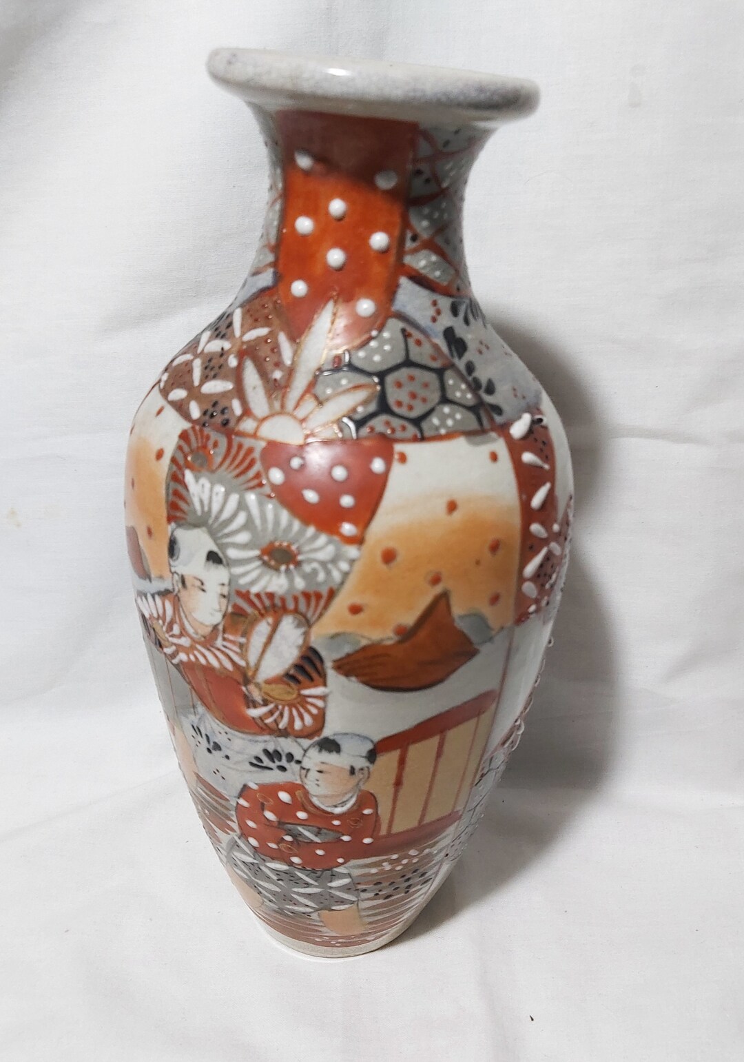 Antique Meiji Period Japan Hand Painted Kutani Satsuma Vase Etsy