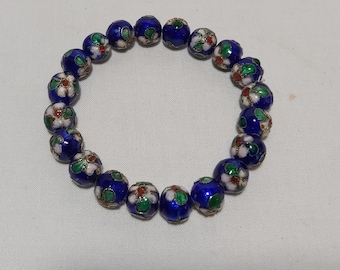 Vintage China Enamel Cloisonne 10mm --20pcs beads bracelet L20cm W14g