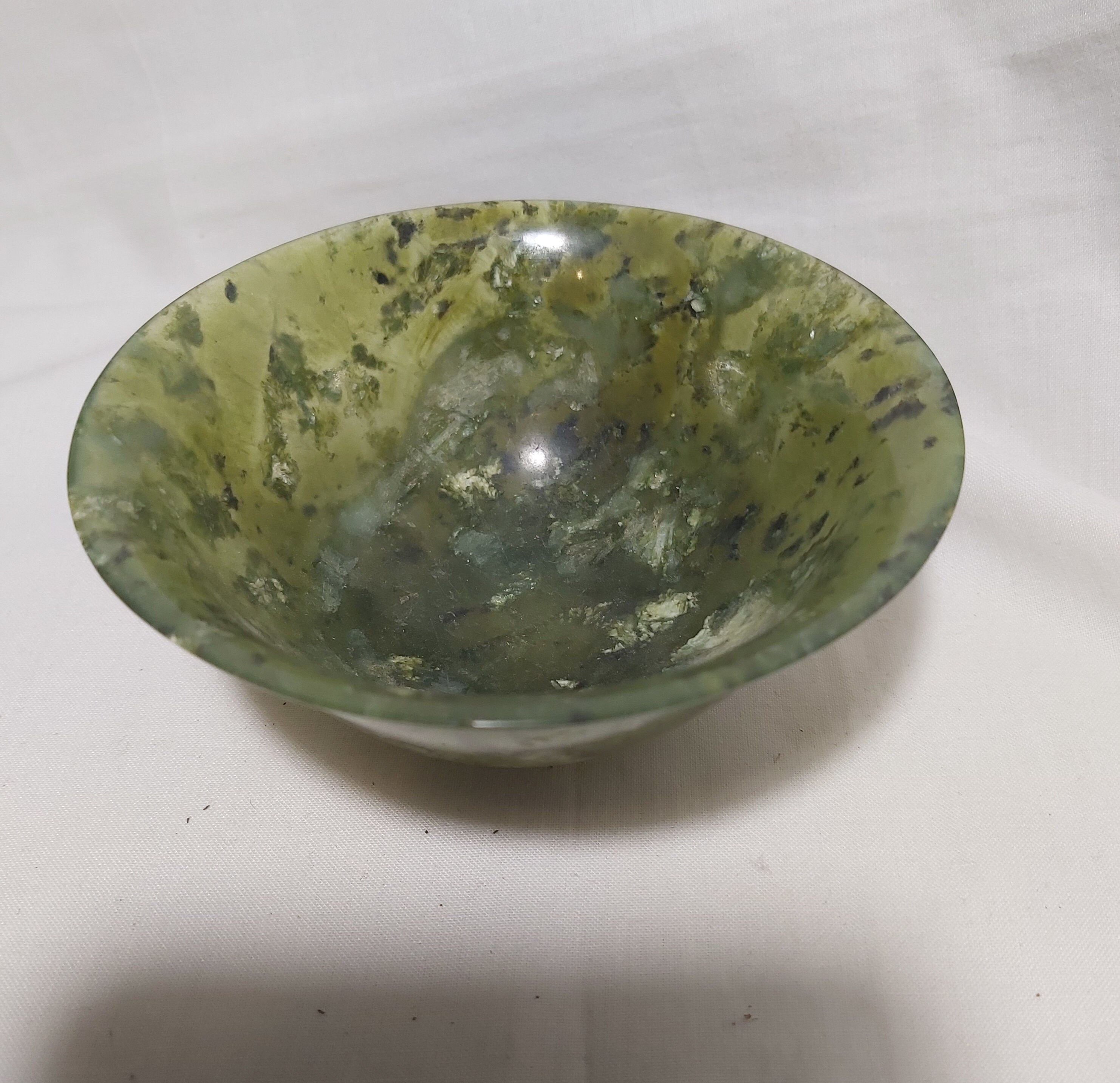 Vintage Chinese Spinach Jade Carved Bowl Dia10cm With Good Condition Etsy