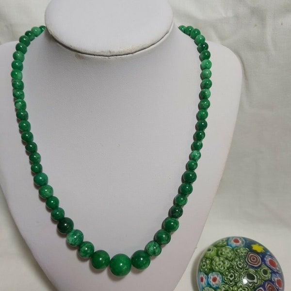 Brand New Natural green Jade 6-14mm beads tower necklace about L46-47cm/19inches