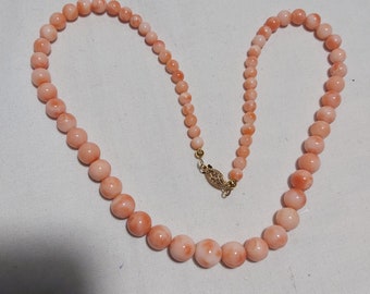Collier Vintage Perles De Corail Rose - Ras Du Cou - Occasion - France