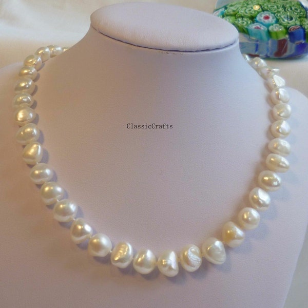 Brand New Genuine 9-10mm Baroque freshwater pearls necklace L45cm/50cm/55cm/60cm (4options)