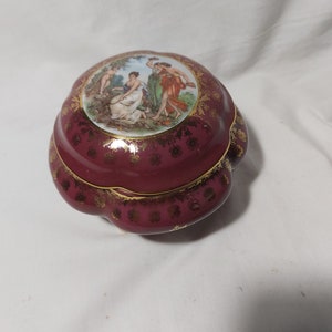 Vintage Crown P M marked Porcelain footed Trinket Jewelry  Made In GDR