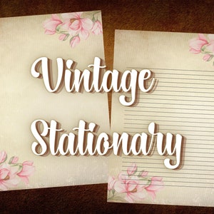 Vintage Junk Journal Stationary with Pink flowers, Lined and unlined, Printable Letter Paper, Letter Writing Set