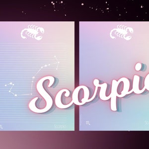 Pastel Scorpio Zodiac Sign Stationary Bundle, Lined and unlined, Printable Letter Paper, Letter Writing Set, 8.5 x 11 Journaling Pages