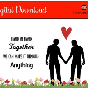 Cartão romântico LGBTQ + para impressão para o dia dos namorados, 5 x 7 polegadas, cartão de amor, somente PDF, cartão digital do dia dos namorados, casal masculino