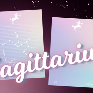Pastel Sagittarius Zodiac Sign Stationary Bundle, Lined and unlined, Printable Letter Paper, Letter Writing Set, 8.5 x 11 Journaling Pages