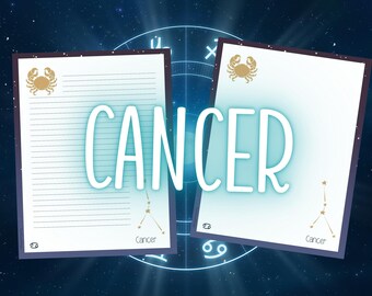 writing paper for letters Zodiac Stationary Bundle, Cancer Zodiac Sign, Lined and unlined, Printable Letter Paper, Letter Writing Set