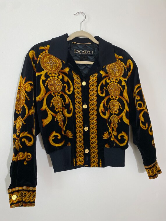 1980s Escada Coin Brocade and Scrollwork Velvet B… - image 6