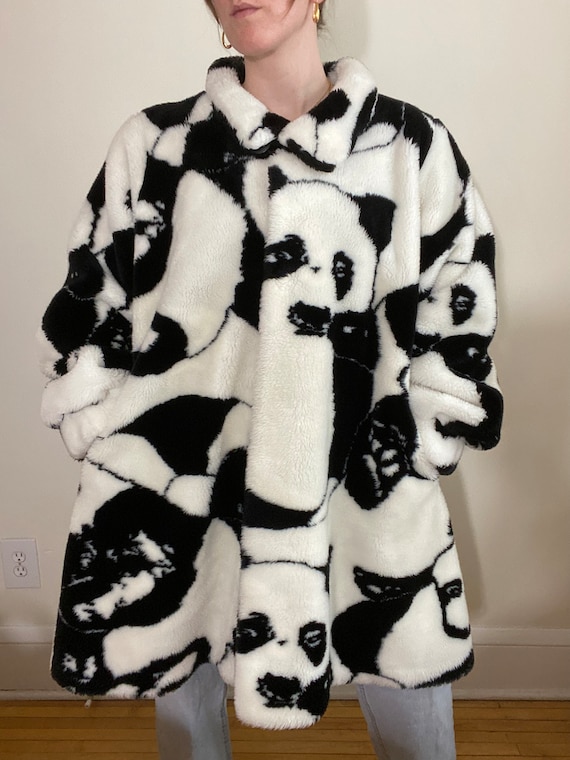 Insane 1980s Black and White Panda Beach Ball Faux Fur Coat Etsy