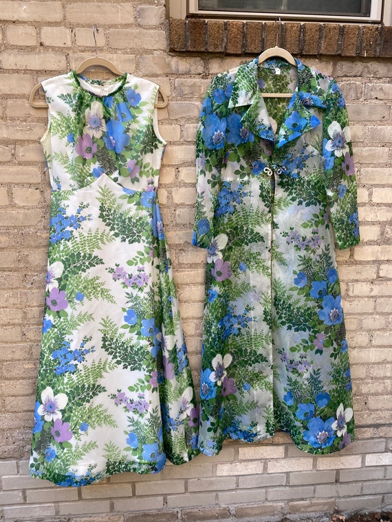 Vintage 1970s Fern and Floral Sheer Two Piece Set… - image 9