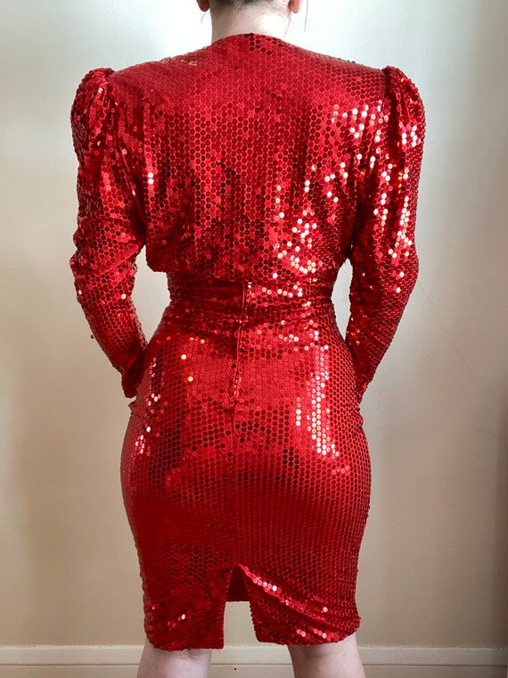 Cherry Red Sequin 1980s Two Piece Set - image 2