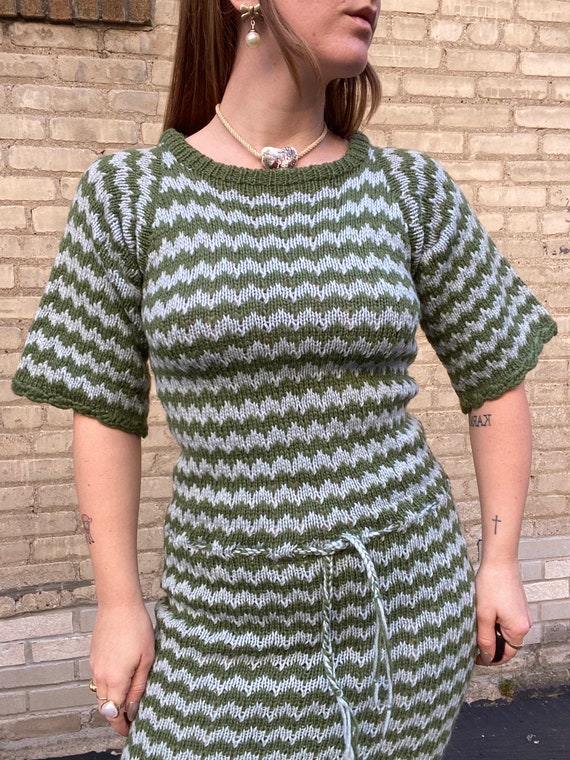 1970s Hand Knit Squiggle Dress