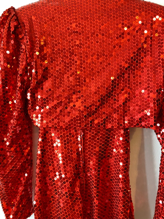 Cherry Red Sequin 1980s Two Piece Set - image 6