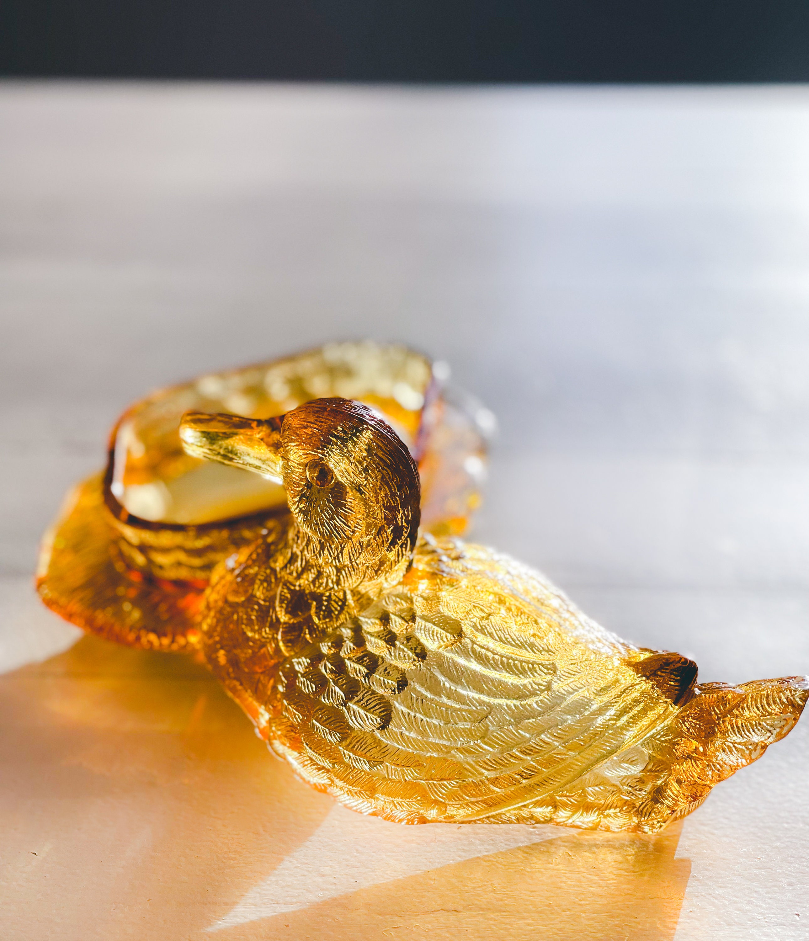 Vintage Tiffin Glass Duck Amber Glass Candy Dish Trinket Etsy
