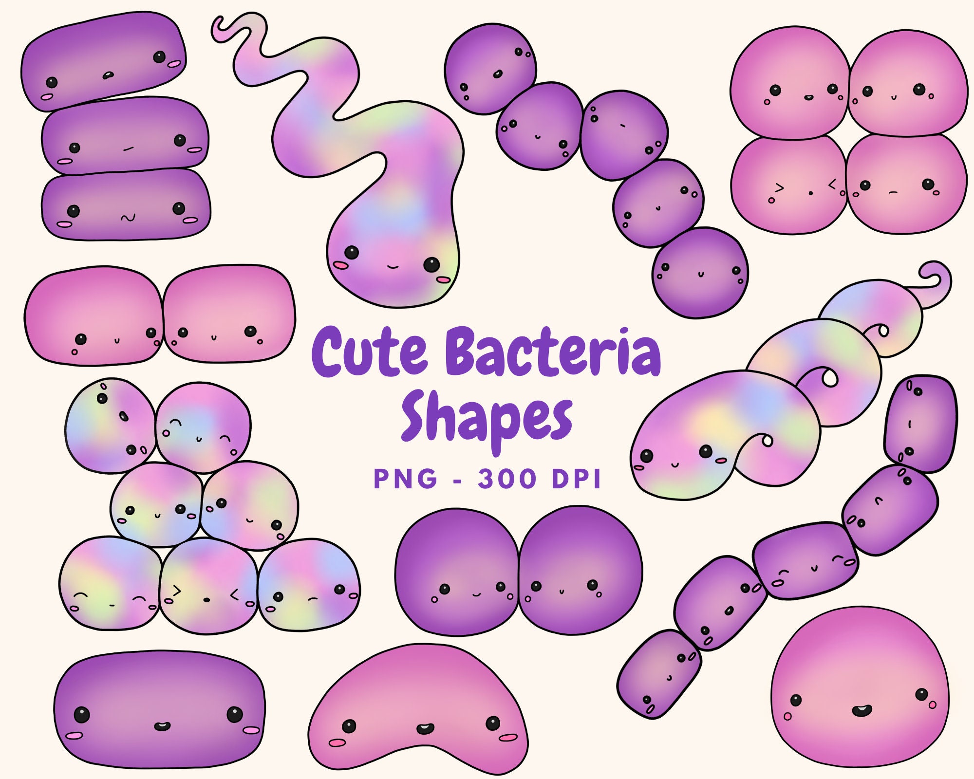 Cute Bacteria Shapes Morphology Arrangement Clip Art Digital Download,  Cells, Gram Stain, Biology Clip Art , Kawaii, Hand Drawn Clip Art - Etsy