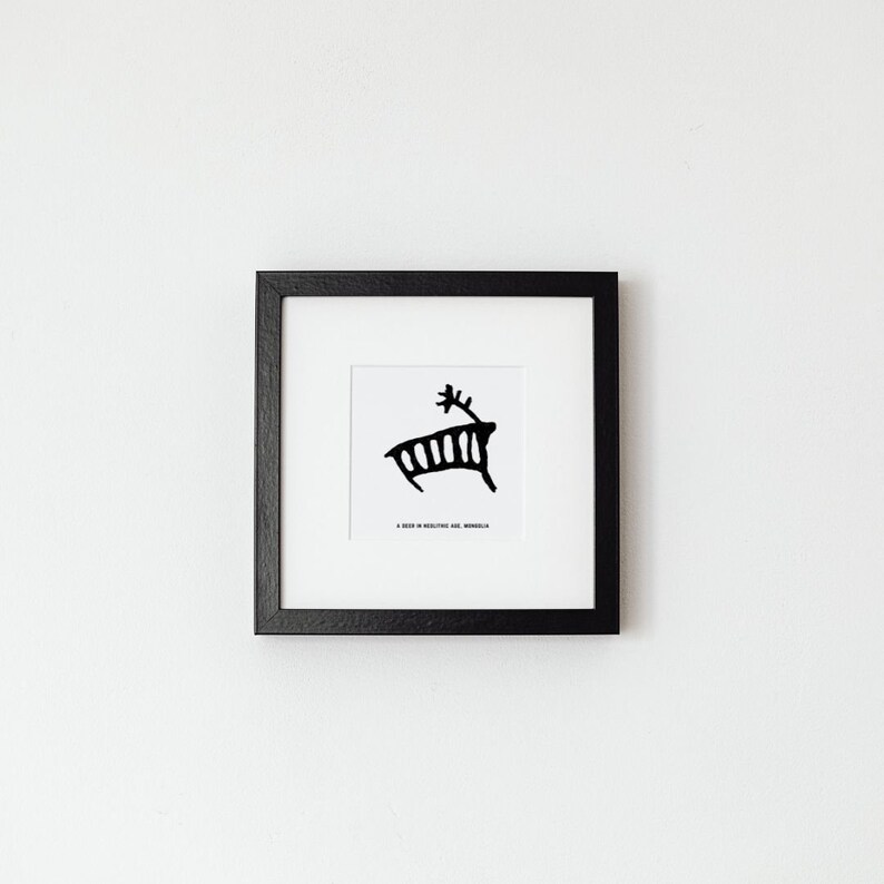 Cave Drawings Print, Ancient Age Poster, Square Print, Minimalist Wall