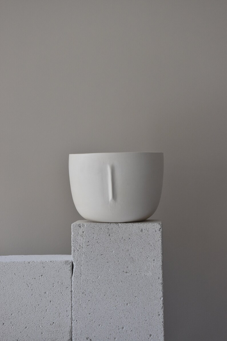 White Ceramic Planter // Ceramic Handmade Planter // Minimalist Pot // Simple and Modern Design // Bohemian Planter // Mothers Day Gift image 2
