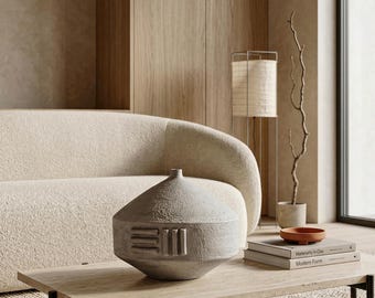 Handgefertigte skulpturale Keramikvase – Wabi-Sabi-Japandi-Kunstobjekt