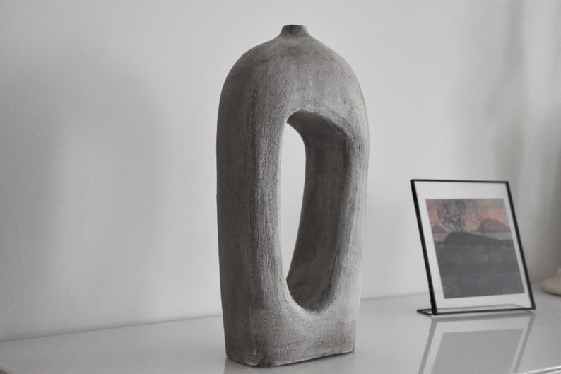 Void BW2, Ceramic Sculptural Vase, Minimalist Modern Ceramic Vase, Black Ceramic Vase, Decorative Vase image 3