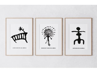 Set 3 Neolithic Age Posters, Cave Drawings Print, Ancient Age Poster, Minimalist Wall Print, Sophistical Home Decor, Art Prints Download