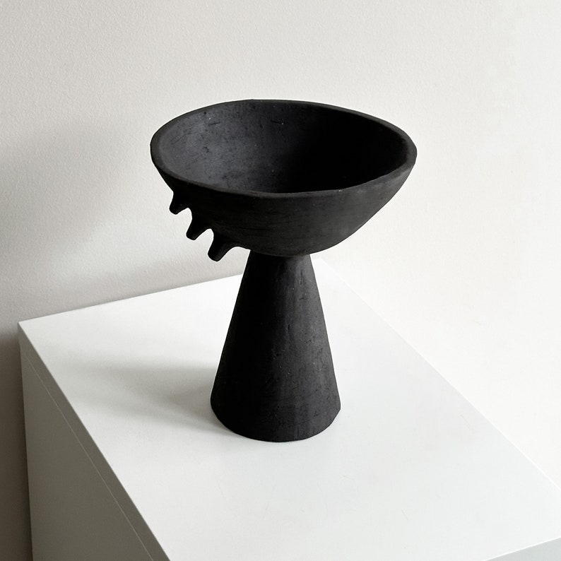 Black Ceramic Bowl, Decorative Bowl, Black Ceramic Vase, Handmade Ceramic Vase, Textured Vase, Interior Ceramic Decor image 4