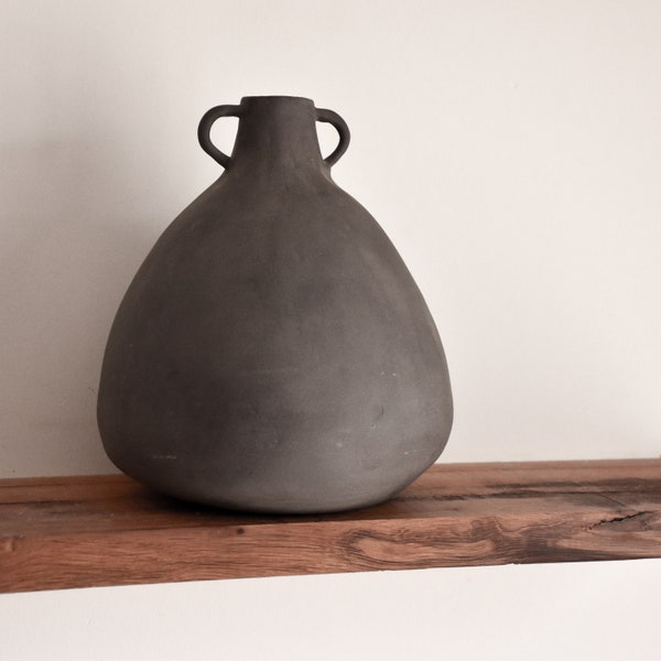 Dark Gray Ceramic Vase, Handmade Black Vase, Handmade Stoneware Ceramic Vase, Unique Vase, Decorative Vase